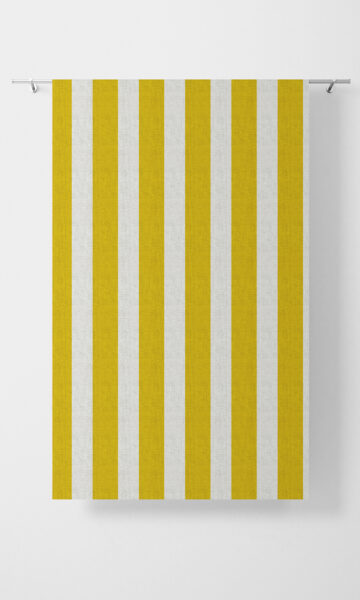 Affordable Yellow And White Striped Custom Drapes