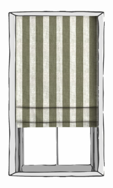 White And Green Striped Custom Window Treatments For Kitchen