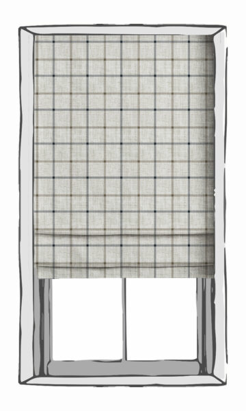 White Checked Custom Roman Blinds