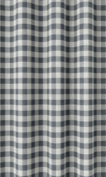 Blue Checked Custom Valance & Window Treatments