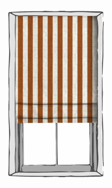 Orange and White Striped Custom Roman Shade