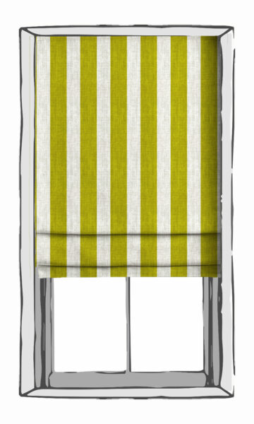 White And Green Stripes Blinds For Kitchen
