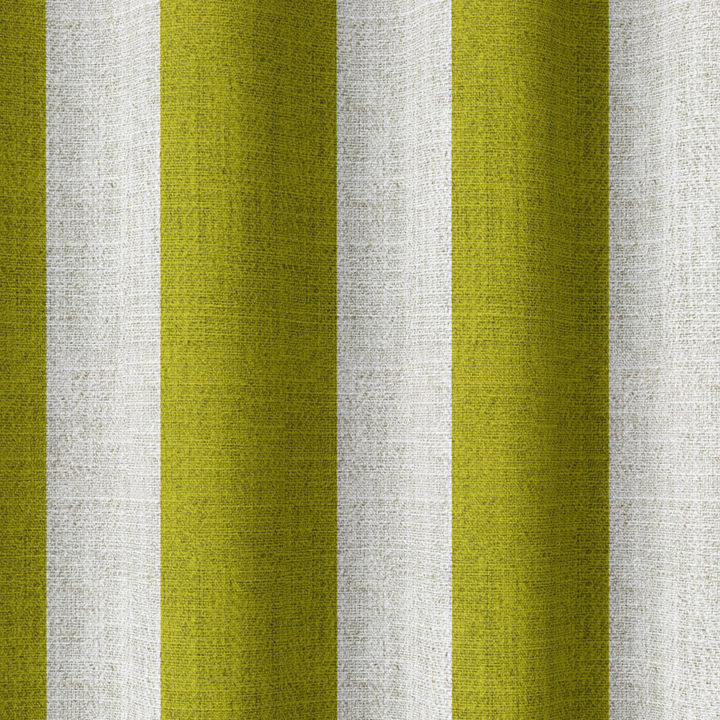 &#8216;Lemon Souffle&#8217; Custom Striped Drapes (Apple Green/ White)