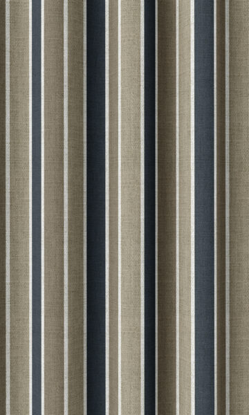 Brown And Blue Striped Custom Curtains For Kitchen