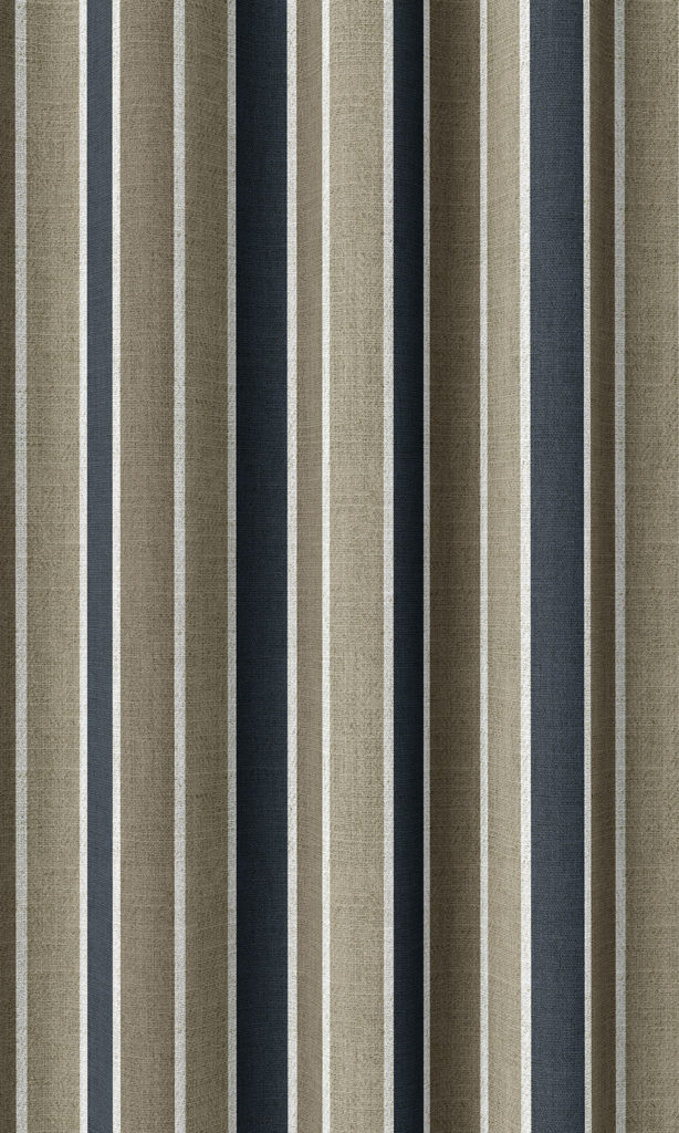 Brown And Blue Striped Custom Curtains