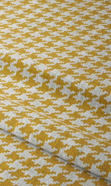 Yellow Printed Custom Drapery & Roman Blinds