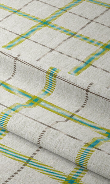 Green Check Pattern Window Drapes