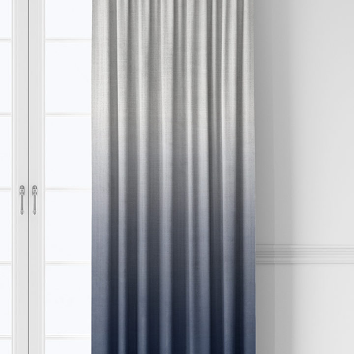 &#8216;Sapphire Glow&#8217; 2-Tone Ombre Window Curtains (Navy Blue)