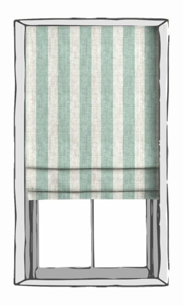 White Striped Roman Blinds For Kitchen