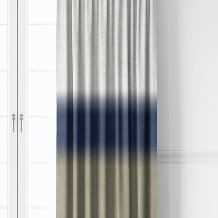 &#8216;Patch Blue&#8217; 3-Tone Ombre Window Curtains (Blue/ Stone Grey)