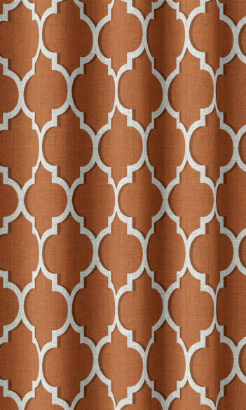 Orange Printed Custom Curtains For Living Room