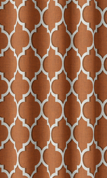 Orange Printed Custom Curtains For Living Room