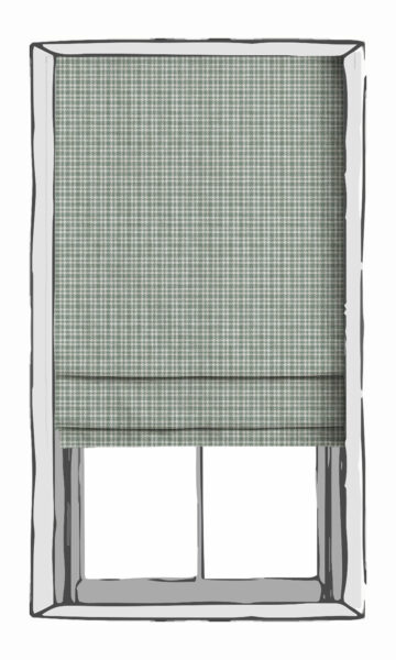 Green Check Pattern Window Drapes