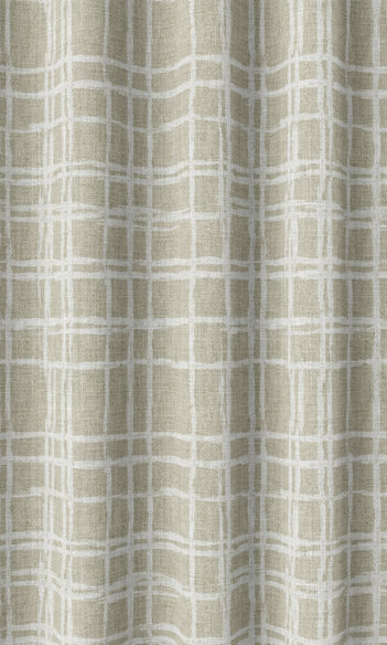 Beige Checked Narrow Printed Custom Curtains For Bedroom