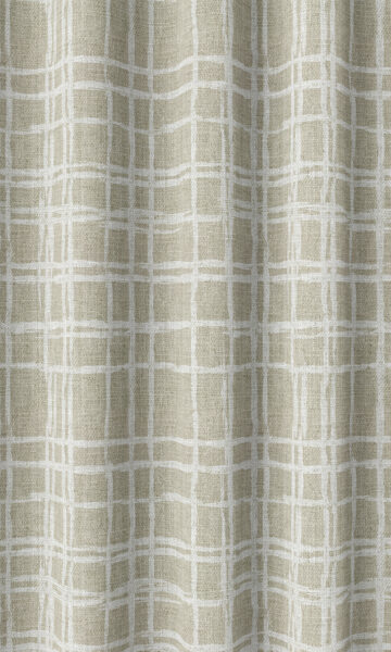 Beige Checked Narrow Printed Custom Curtains For Bedroom