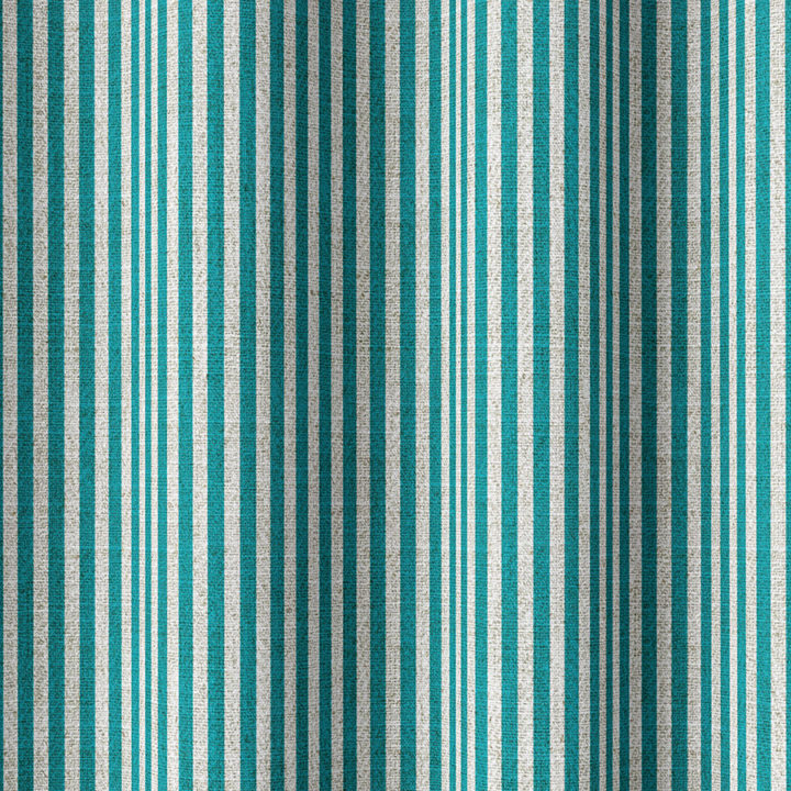 &#8216;Ice Cabbage&#8217; Striped Print Window Drapes (Pacific Blue)