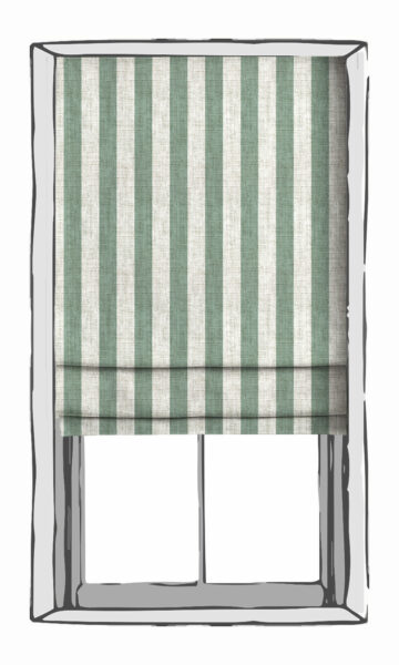 Blue and White Striped Roman Blind