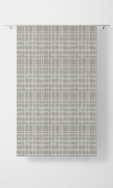 Grey Checked Custom Drapery