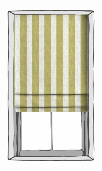Green And White Striped Custom Roman Blinds For Window
