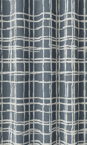 Blue & White Checked Custom Drapery & Roman Blinds