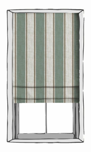 Green And White Affordable Striped Custom Roman Shades
