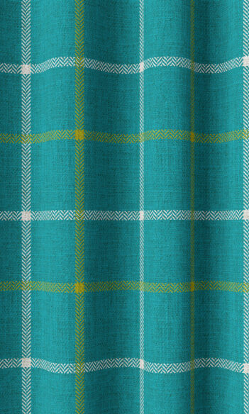 Blue And Green Checked Curtains For Drawing Room