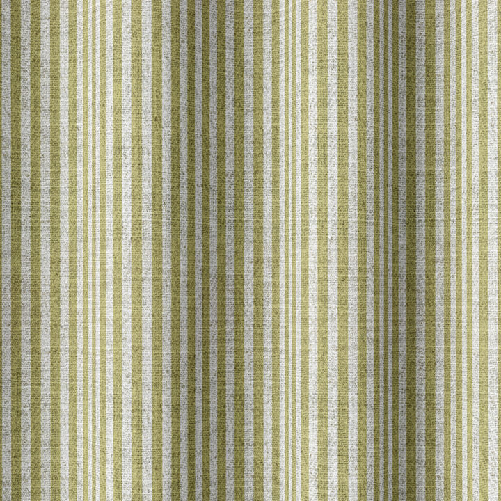 &#8216;Pine Cone&#8217; Custom Striped Window Curtains (Green/ White)