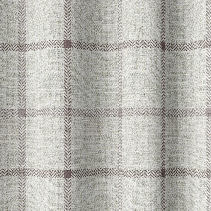&#8216;Morning White&#8217; Check Patterned Curtains (Oatmeal White)