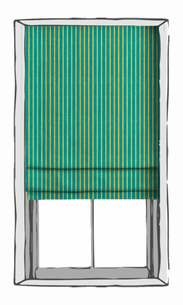 Green Striped Roman Blinds For Window Treatment