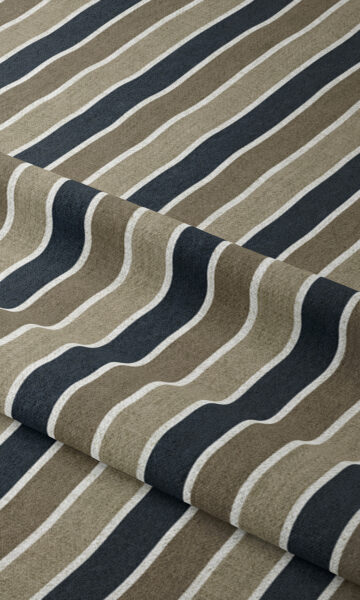 Brown And Blue Striped Custom Roman Shades And Drapes