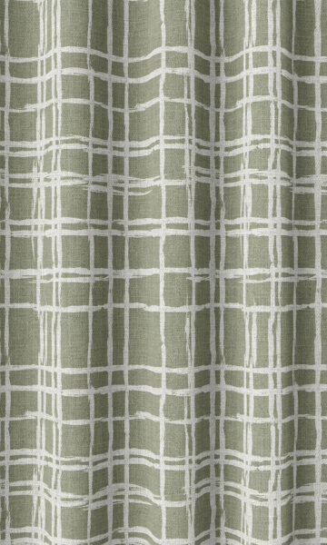 Green Checked Affordable Custom Drapes