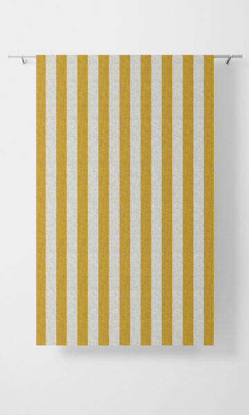Yellow Striped Custom Window Treatments For Living Room
