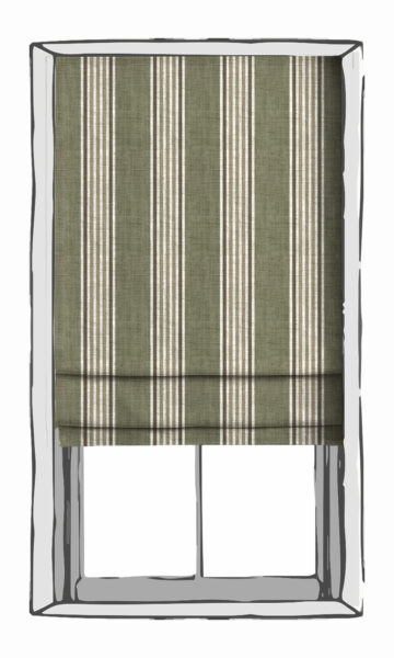 Green And Beige Modern Striped Roman Shade