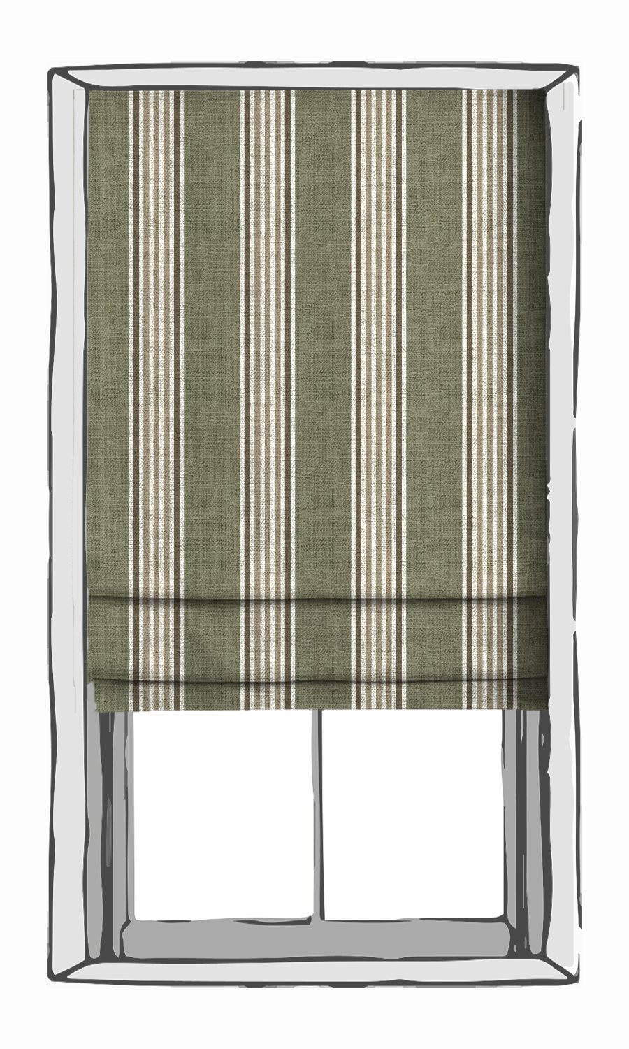 Lincoln Green' Striped Print Curtains (Olive Green/ Browns)