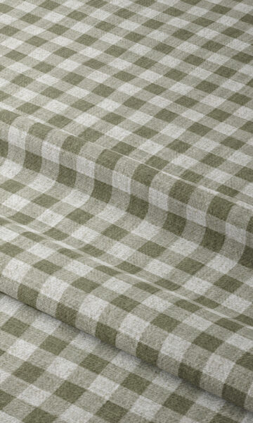 Green Checked Linen Custom Curtains
