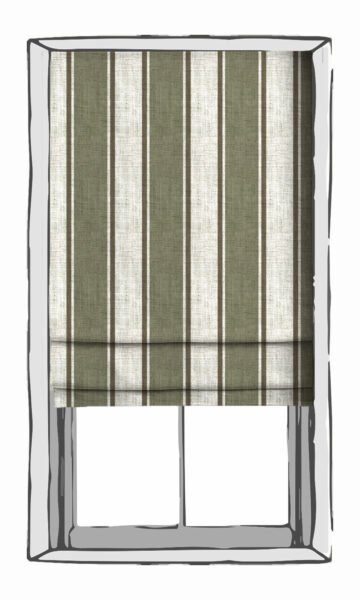 Green And White Affordable Striped Custom Roman Shades
