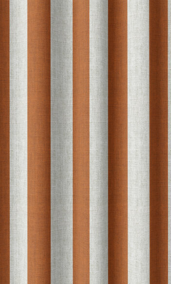 Orange Striped Custom Drapery & Roman Blinds