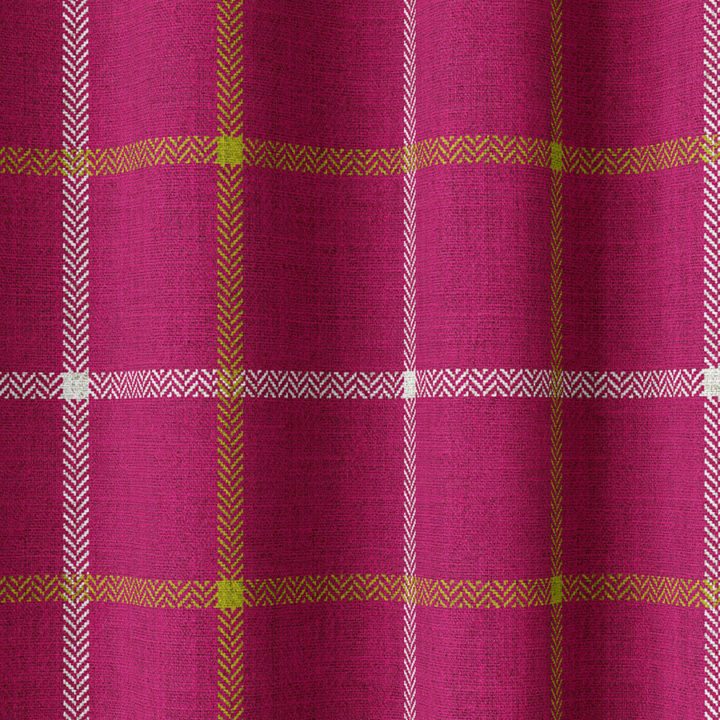 &#8216;First Dawn&#8217; Check Patterned Window Drapes (Magenta Pink)