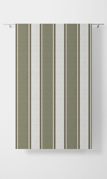 Green And White Striped Custom Drapes For Living Room