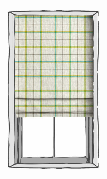 Green Check Pattern Blinds For Kitchen