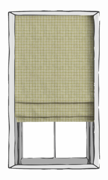 Green Checked Pattern Blinds For Kitchen