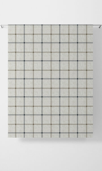 White Checked Custom Drapes For Living Room