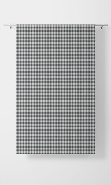 Blue Checked Narrow Custom Drapery