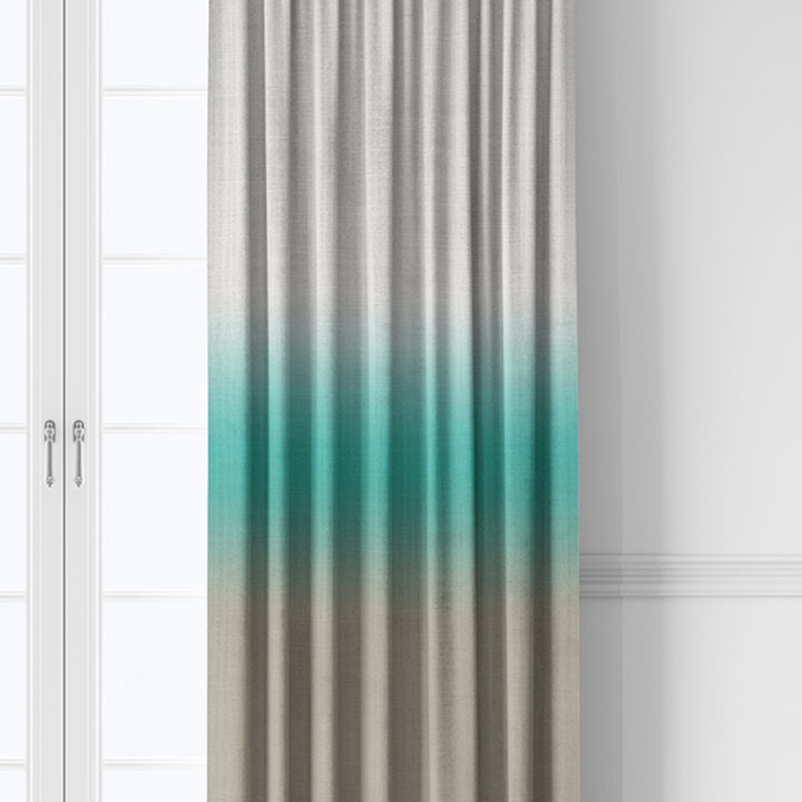 &#8216;Marble Falls&#8217; 3-Tone Ombre Curtains (Turquoise Blue/ Beige)
