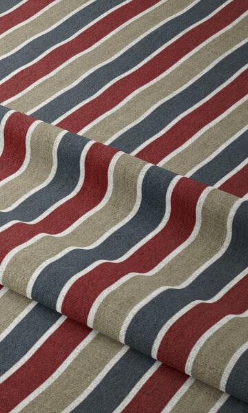 Grey And Beige And Red Striped Custom Curtains And Roman Shades