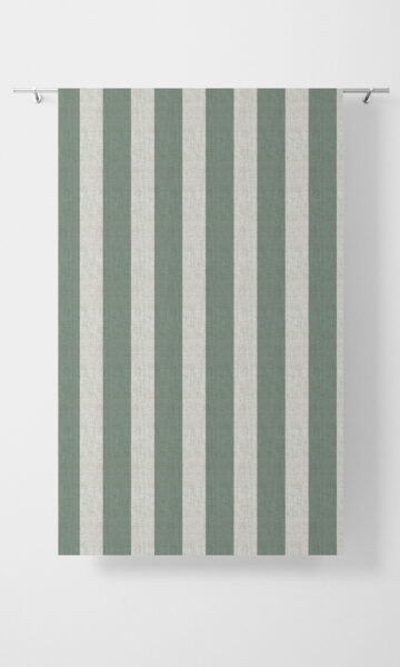 Green And White Striped Custom Drapes For Living Room