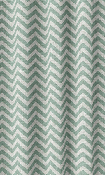 Blue Zig Zag Custom Drapery & Roman Blinds