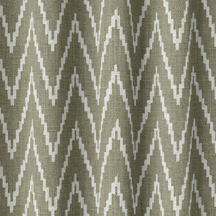 &#8216;Winter Acacia&#8217; Modern Chevron Print Curtains (Green/ White)