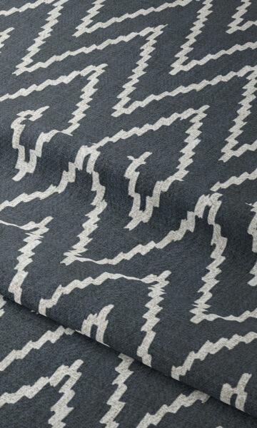 Blue & White Zig Zag Custom Drapes For Bedroom
