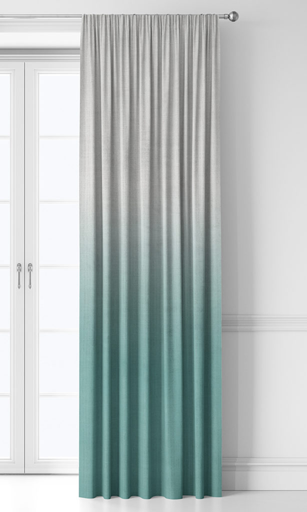 White And Teal Green Shade Curtains For Bedroom